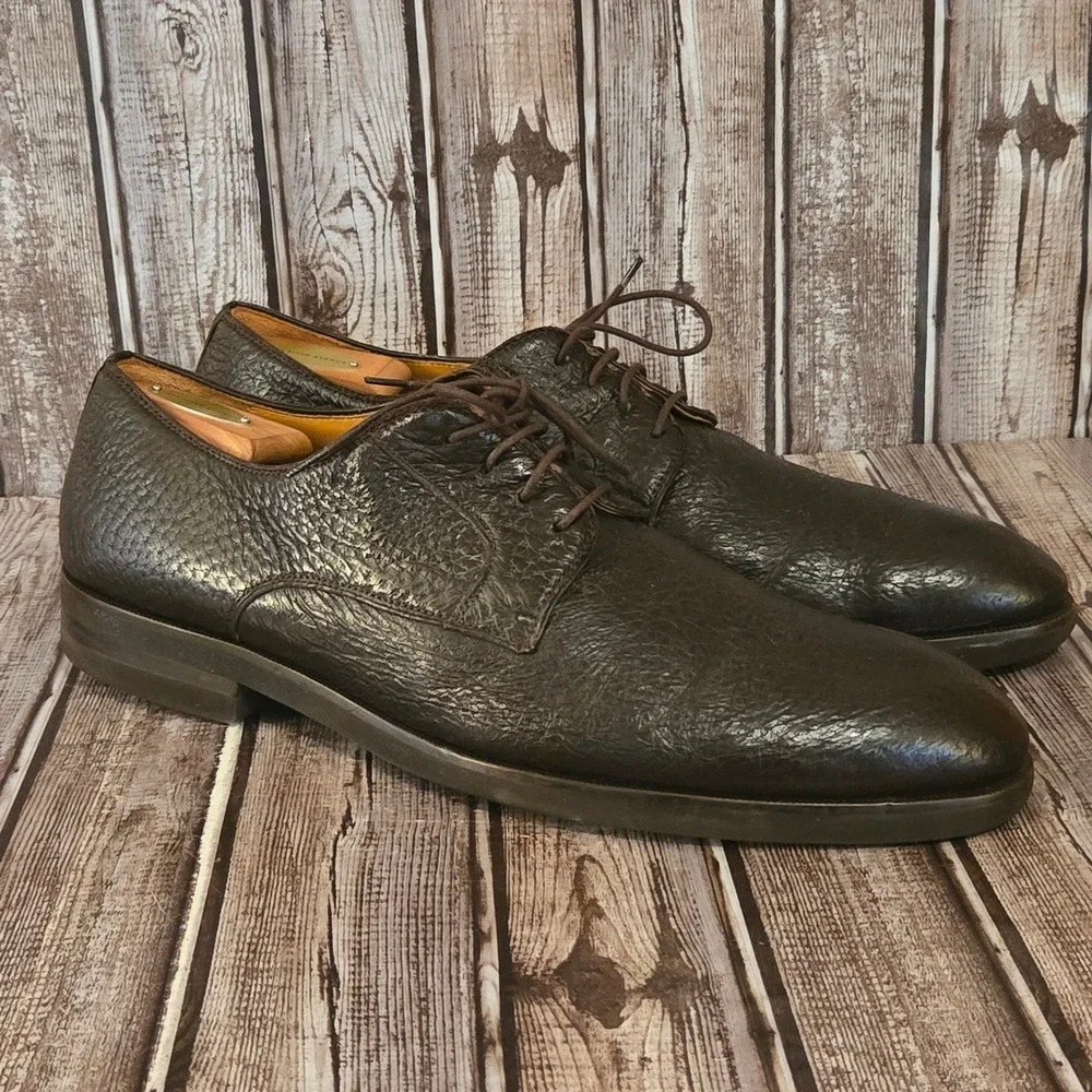 Sz 13 US Mens‎ Magnanni Cusco Flex Brown Peccary Leather Derby Dress Shoes VGUC!